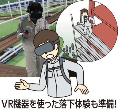 VR機器を使った落下体験も準備！